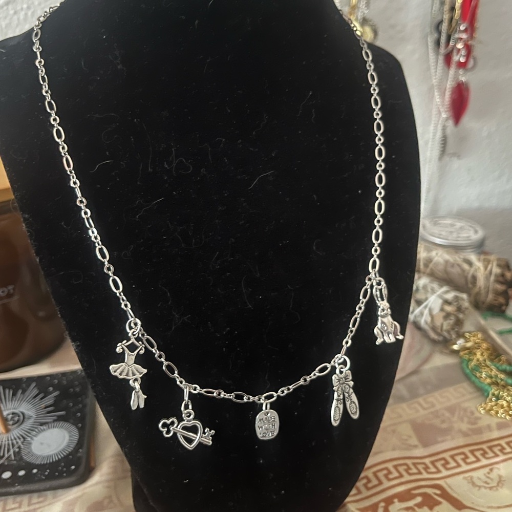 Silver girly charm necklace